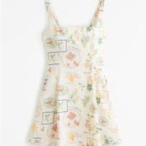 Cream pattern square neck Abercrombie dress. Size medium